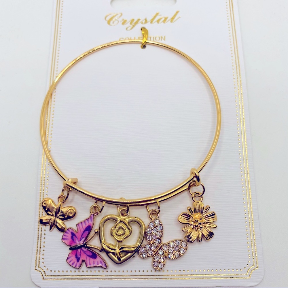 Bracelet Butterfly Crystal in gold tone! PRETTY
